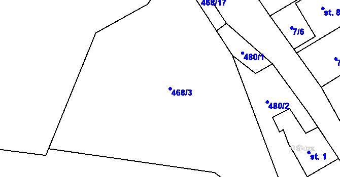 Parcela st. 468/3 v KÚ Mezilesí u Náchoda, Katastrální mapa