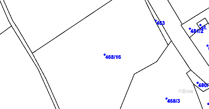 Parcela st. 468/16 v KÚ Mezilesí u Náchoda, Katastrální mapa