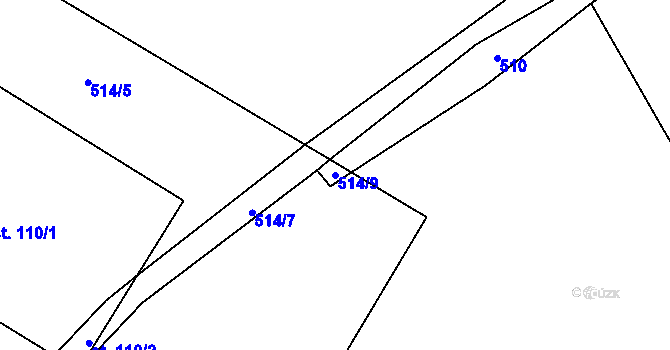 Parcela st. 514/9 v KÚ Mezilesí u Náchoda, Katastrální mapa