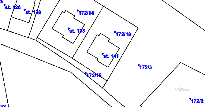 Parcela st. 141 v KÚ Mezilesí u Náchoda, Katastrální mapa