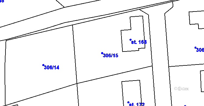 Parcela st. 306/15 v KÚ Mezilesí u Náchoda, Katastrální mapa