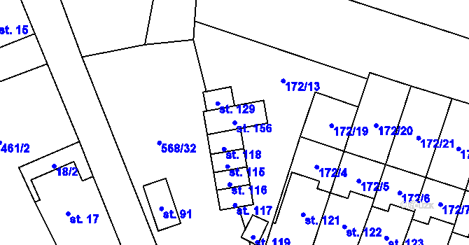 Parcela st. 156 v KÚ Mezilesí u Náchoda, Katastrální mapa