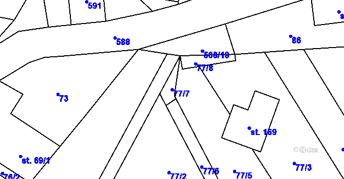 Parcela st. 77/7 v KÚ Mezilesí u Náchoda, Katastrální mapa