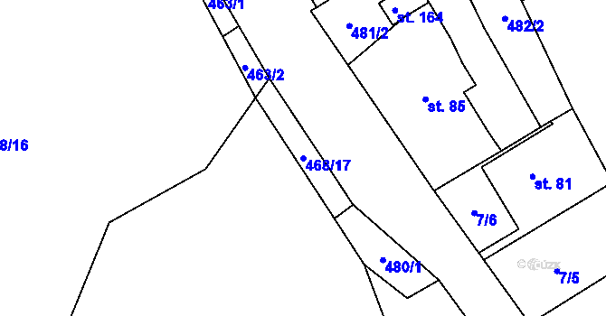 Parcela st. 468/17 v KÚ Mezilesí u Náchoda, Katastrální mapa