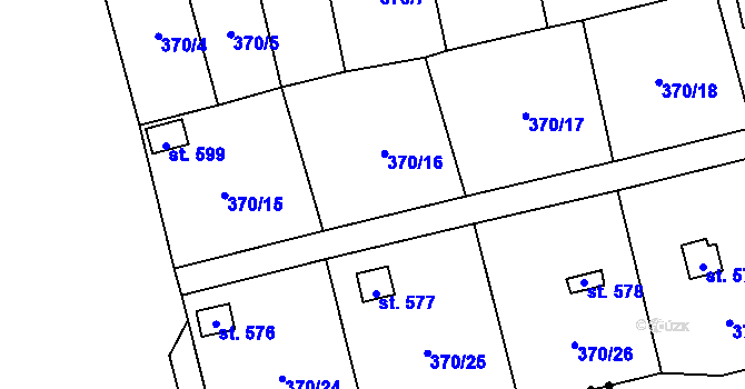 Parcela st. 370/16 v KÚ Meziměstí, Katastrální mapa