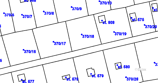 Parcela st. 370/18 v KÚ Meziměstí, Katastrální mapa