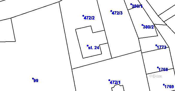 Parcela st. 24 v KÚ Mezina, Katastrální mapa