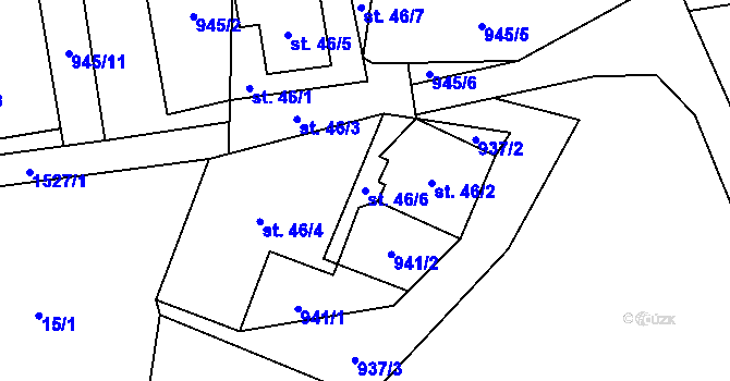 Parcela st. 46/6 v KÚ Mezina, Katastrální mapa