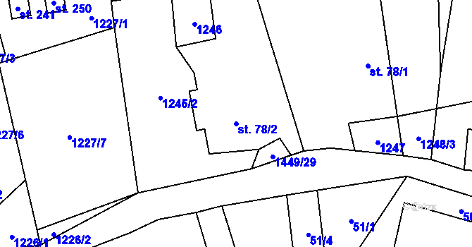 Parcela st. 78/2 v KÚ Mezina, Katastrální mapa