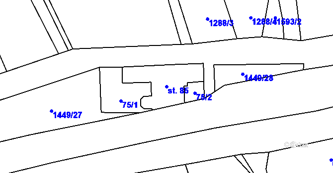 Parcela st. 85 v KÚ Mezina, Katastrální mapa