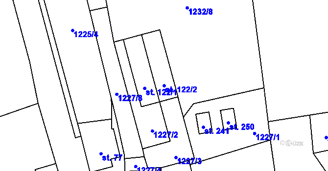 Parcela st. 122/2 v KÚ Mezina, Katastrální mapa