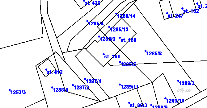 Parcela st. 161 v KÚ Mezina, Katastrální mapa