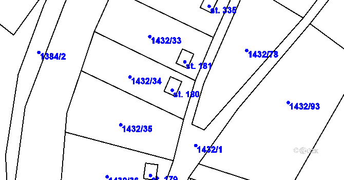 Parcela st. 180 v KÚ Mezina, Katastrální mapa