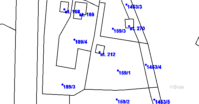 Parcela st. 212 v KÚ Mezina, Katastrální mapa