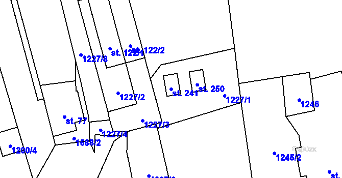 Parcela st. 241 v KÚ Mezina, Katastrální mapa