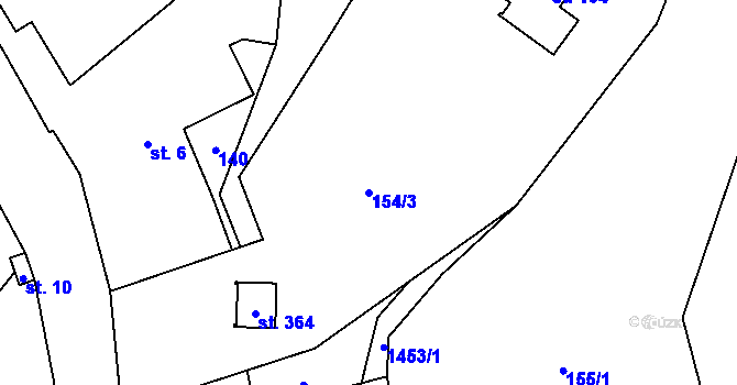 Parcela st. 154/3 v KÚ Mezina, Katastrální mapa