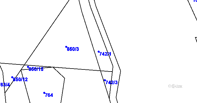 Parcela st. 742/1 v KÚ Mezina, Katastrální mapa