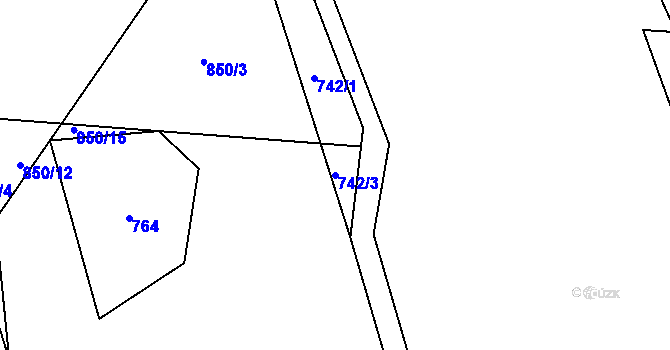 Parcela st. 742/3 v KÚ Mezina, Katastrální mapa