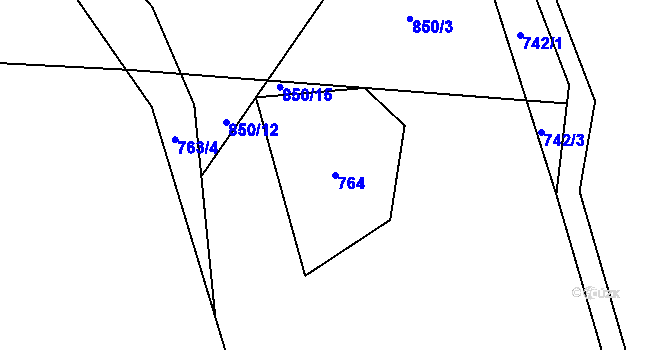 Parcela st. 764 v KÚ Mezina, Katastrální mapa