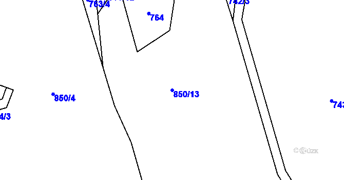 Parcela st. 850/13 v KÚ Mezina, Katastrální mapa
