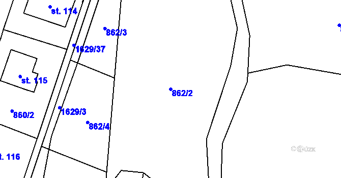 Parcela st. 862/2 v KÚ Mezina, Katastrální mapa