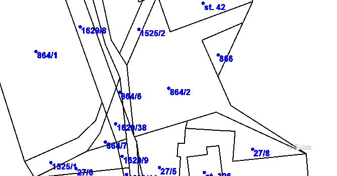 Parcela st. 864/2 v KÚ Mezina, Katastrální mapa