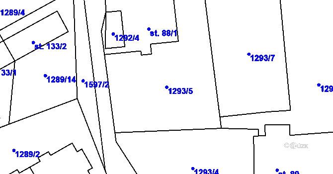Parcela st. 1293/5 v KÚ Mezina, Katastrální mapa