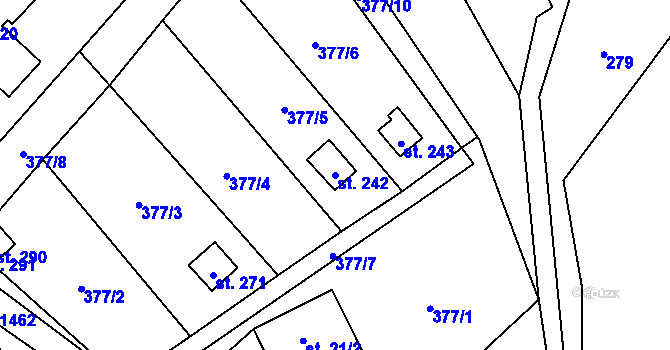 Parcela st. 242 v KÚ Mezina, Katastrální mapa