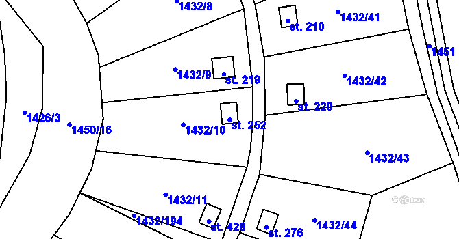 Parcela st. 252 v KÚ Mezina, Katastrální mapa