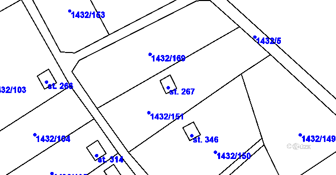 Parcela st. 267 v KÚ Mezina, Katastrální mapa