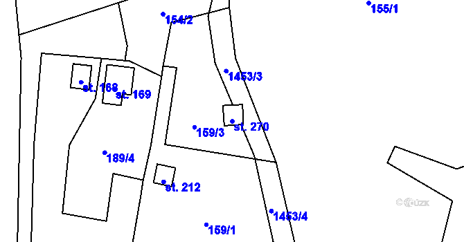 Parcela st. 270 v KÚ Mezina, Katastrální mapa