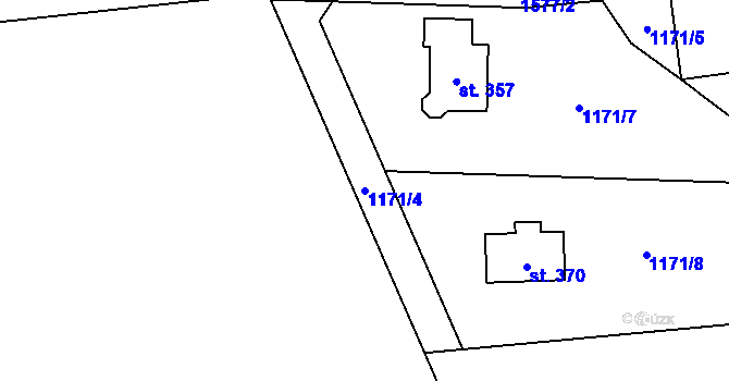 Parcela st. 1171/4 v KÚ Mezina, Katastrální mapa