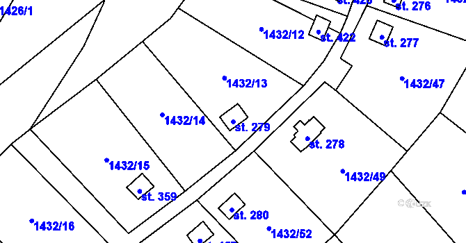 Parcela st. 279 v KÚ Mezina, Katastrální mapa
