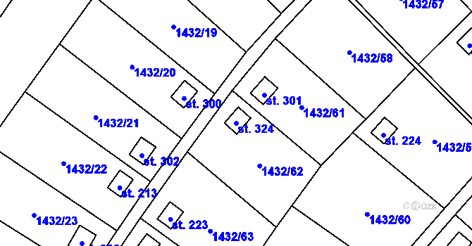 Parcela st. 324 v KÚ Mezina, Katastrální mapa