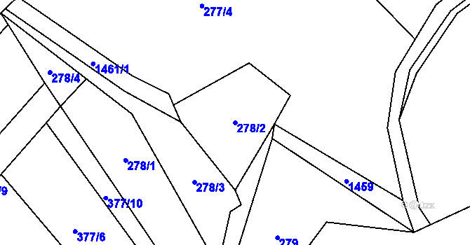 Parcela st. 278/2 v KÚ Mezina, Katastrální mapa