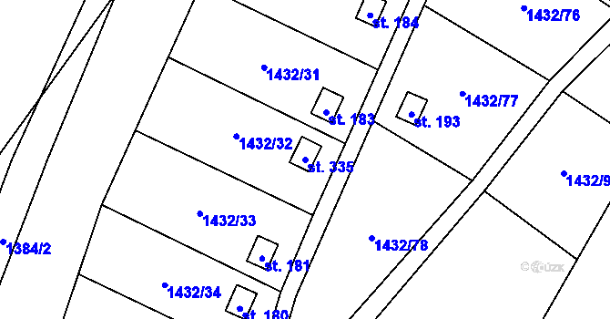 Parcela st. 335 v KÚ Mezina, Katastrální mapa