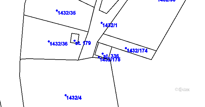 Parcela st. 336 v KÚ Mezina, Katastrální mapa