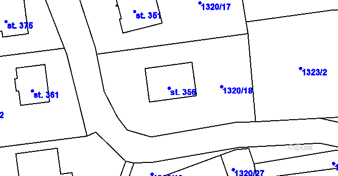 Parcela st. 356 v KÚ Mezina, Katastrální mapa