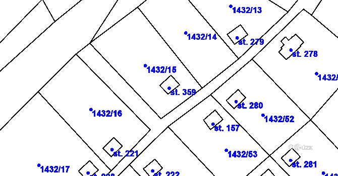 Parcela st. 359 v KÚ Mezina, Katastrální mapa