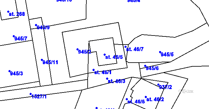 Parcela st. 46/5 v KÚ Mezina, Katastrální mapa