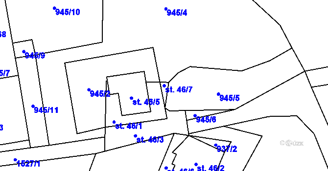 Parcela st. 46/7 v KÚ Mezina, Katastrální mapa