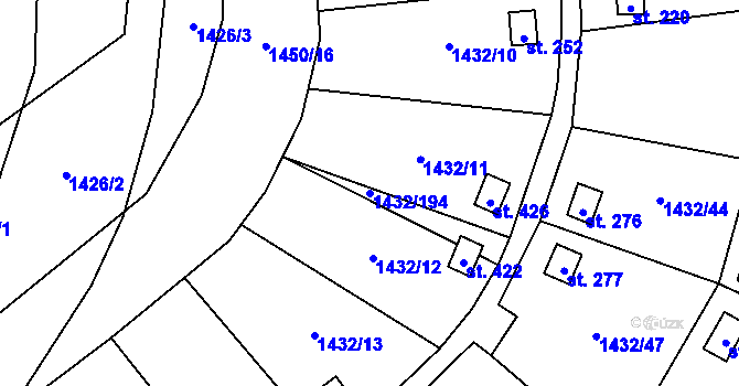 Parcela st. 1432/194 v KÚ Mezina, Katastrální mapa
