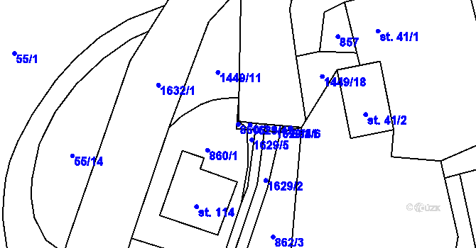 Parcela st. 860/3 v KÚ Mezina, Katastrální mapa