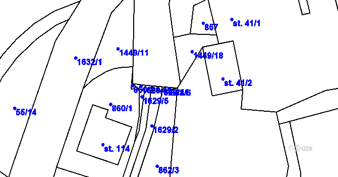 Parcela st. 862/6 v KÚ Mezina, Katastrální mapa
