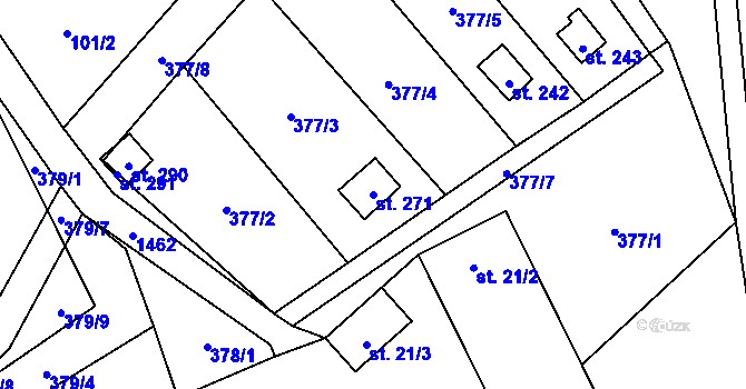 Parcela st. 271 v KÚ Mezina, Katastrální mapa