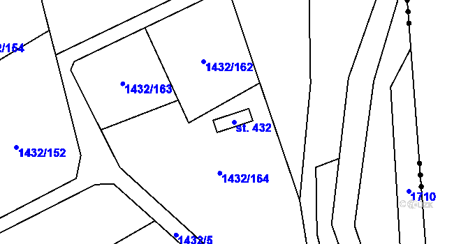 Parcela st. 432 v KÚ Mezina, Katastrální mapa