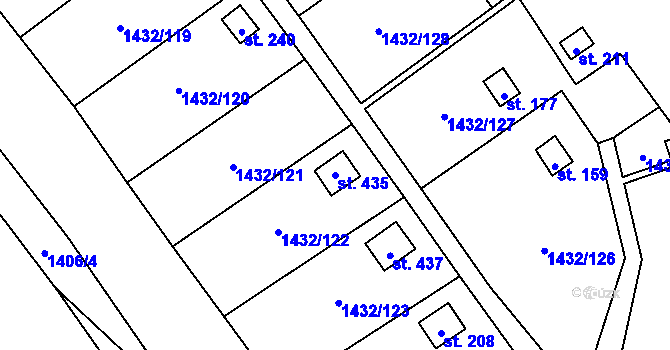 Parcela st. 435 v KÚ Mezina, Katastrální mapa
