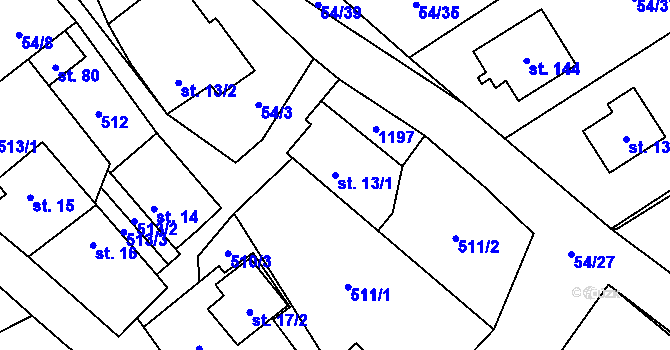 Parcela st. 13/1 v KÚ Meziříčko u Letovic, Katastrální mapa