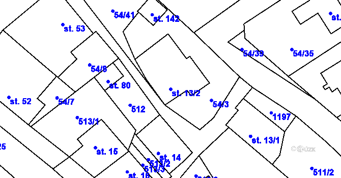Parcela st. 13/2 v KÚ Meziříčko u Letovic, Katastrální mapa
