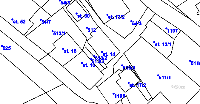 Parcela st. 14 v KÚ Meziříčko u Letovic, Katastrální mapa